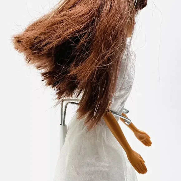 MATTEL BARBIE Doll Red Hair Articulated Elbows & Knees White Dress Gown 12"Tall - Picture 7 of 12